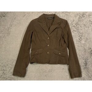 DKNY Jeans Jacket Blazer Olive Green Cotton Long Sleeve Womens Small Button Up
